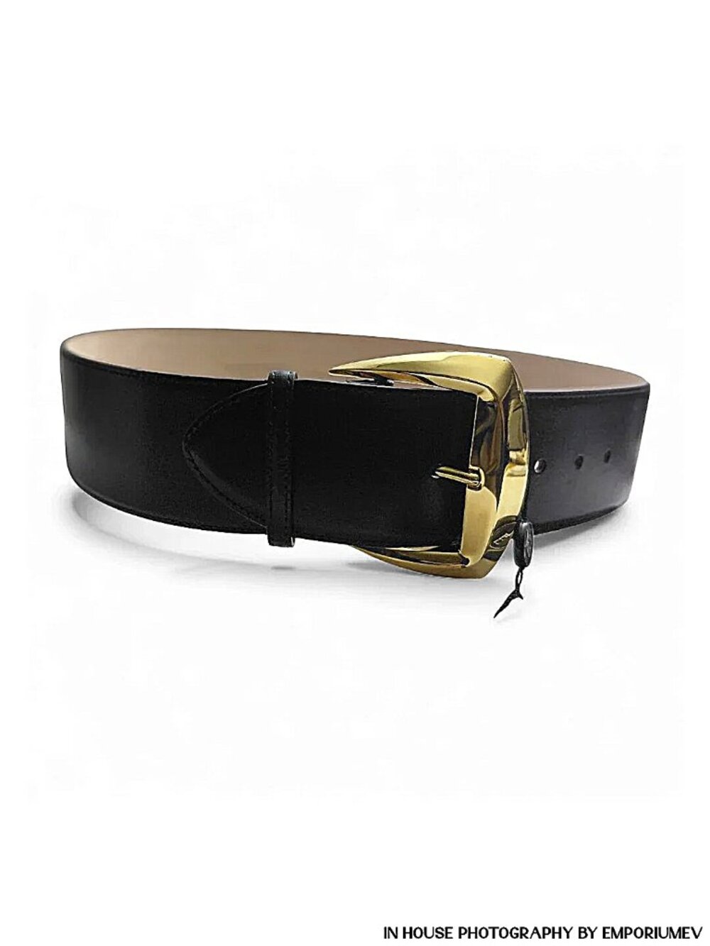 Alexander McQueen Womens Geometric Buckle Black Leather Belt -Size US 34- (0211)
